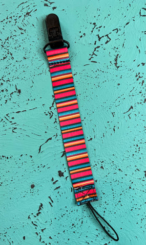 Pink serape pacifier clip