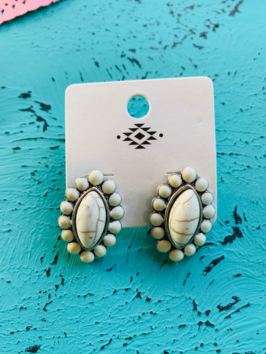 White post cluster earrings