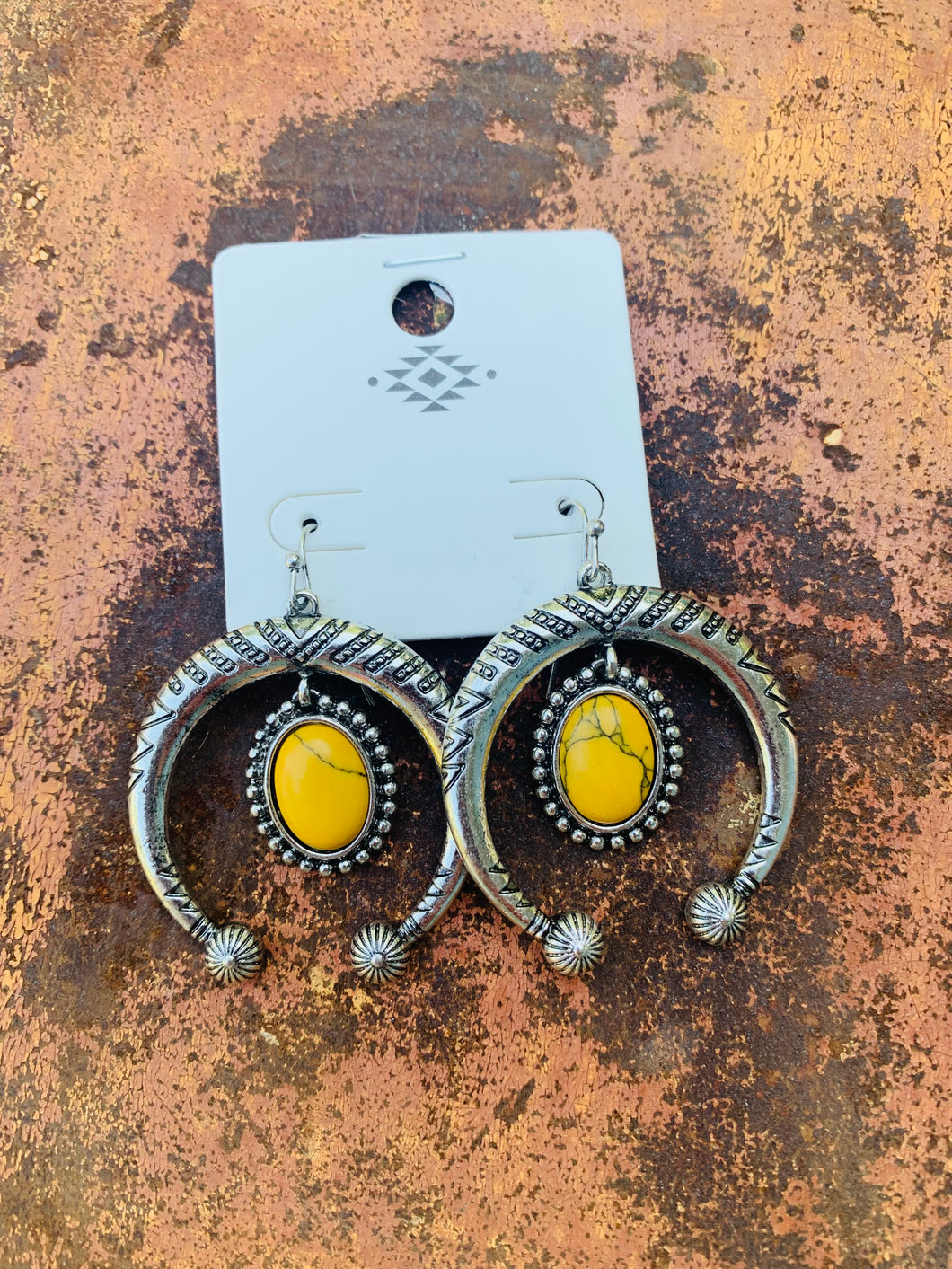 Yellow and silver squash earrings