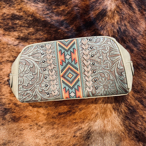 Green/ grey Montana west travel pouch/ make up bag