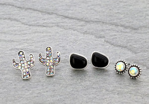 Black cactus earring set