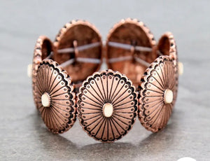 Bronze and white concho bracelet