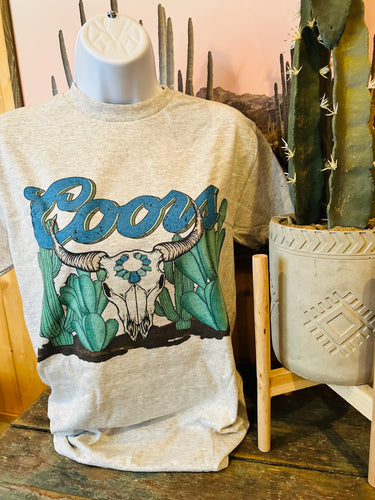 Coors squash cow skull tee