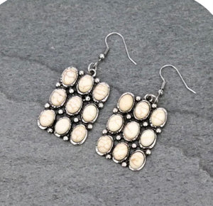 White cluster earrings