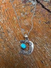 Load image into Gallery viewer, Silver and turquoise initial D necklace