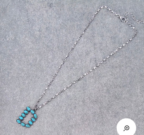 Turquoise D initial necklace