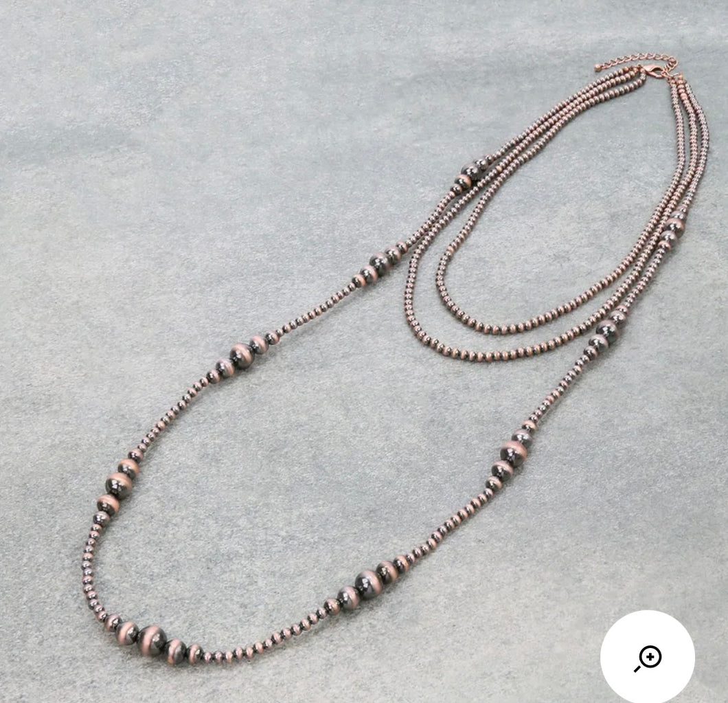 3 strand bronze Navajo style necklace