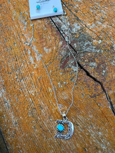 Silver and turquoise initial D necklace