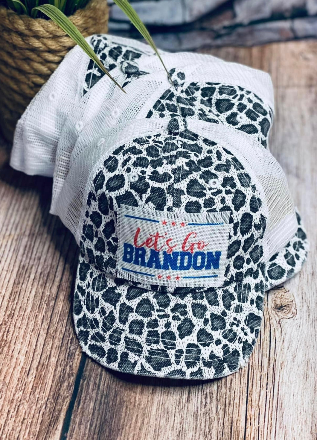 Let’s go Brandon cheetah patch hat