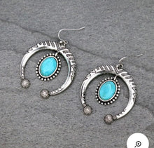 Load image into Gallery viewer, Turquoise and silver squash earrings