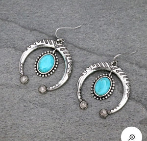 Turquoise and silver squash earrings