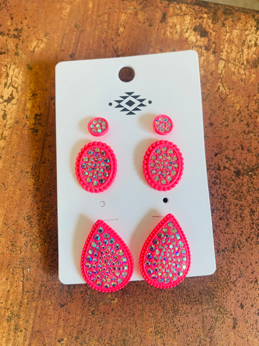 Pink bling earrings