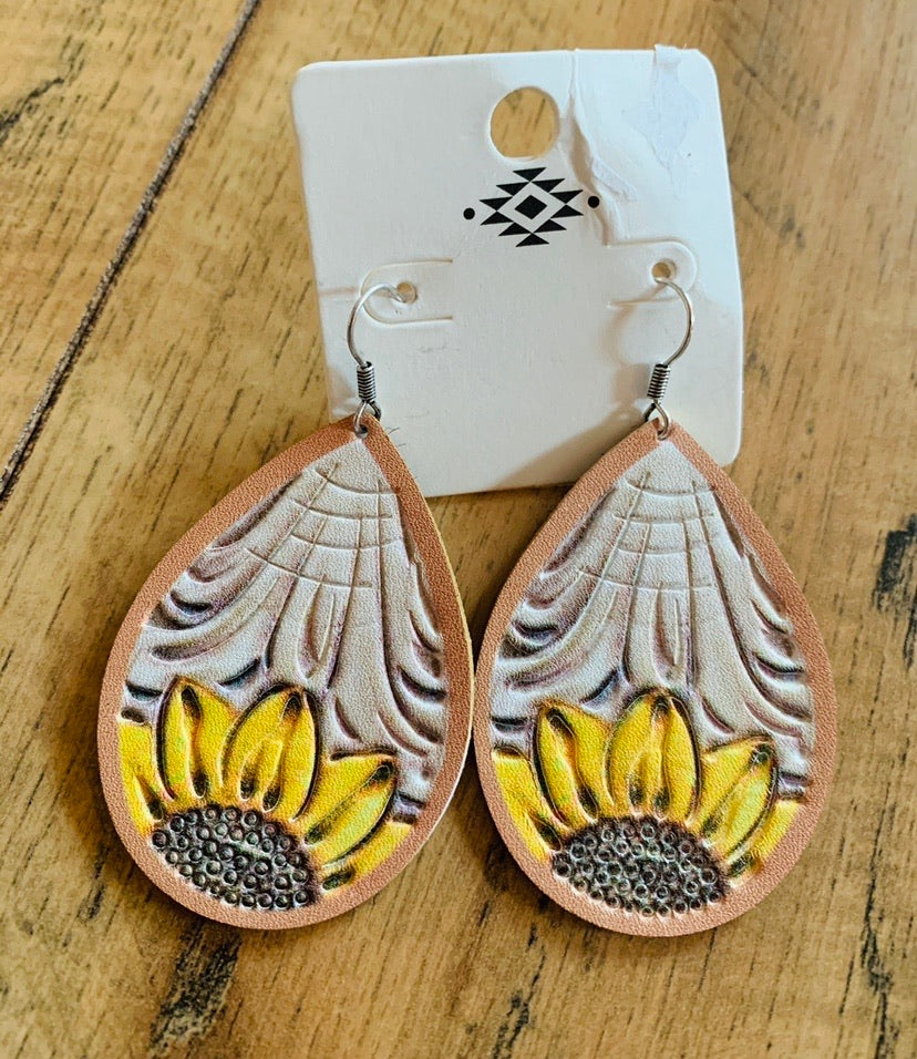 White sunflower earrings
