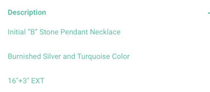 Turquoise B initial necklace