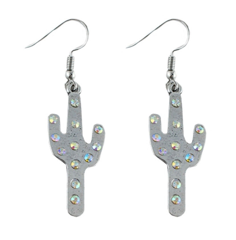 Silver cactus earrings