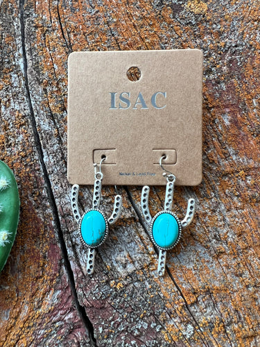 Natural turquoise cactus earring